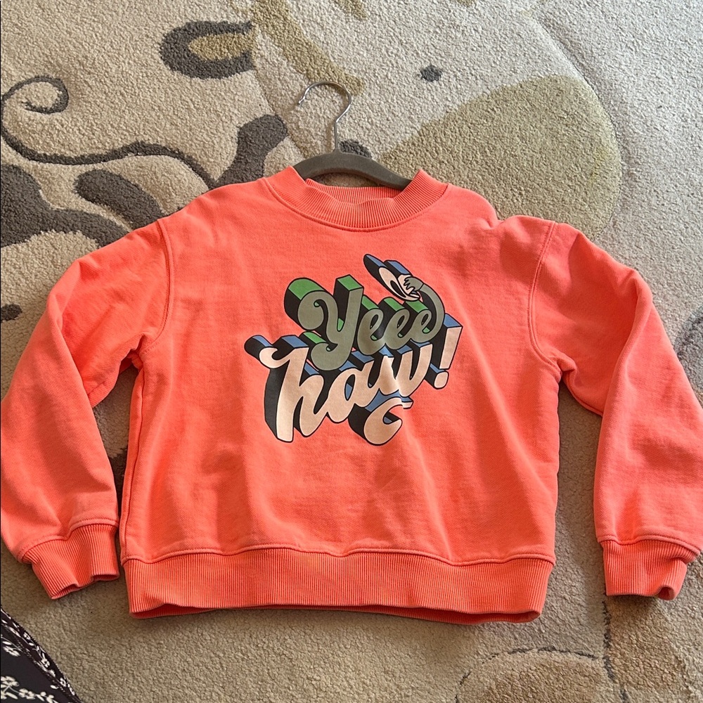 Billieblush Coral Sweatshirt with Multicolor Graphic